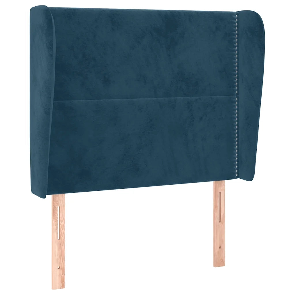 Testiera | Testata ad Orecchio Blu Scuro 103x23x118/128 cm in Velluto