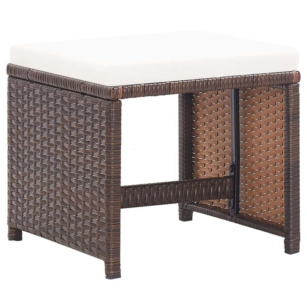 Set da Pranzo da Giardino 17 pz con Cuscini Polyrattan Marrone 46428