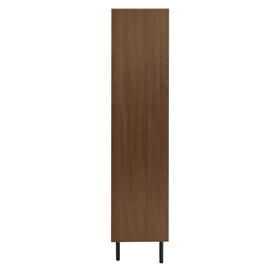 Mobile multiuso in legno noce con frontale in vetro, ripiani e cassetto nascosto per bagno, soggiorno e ufficio