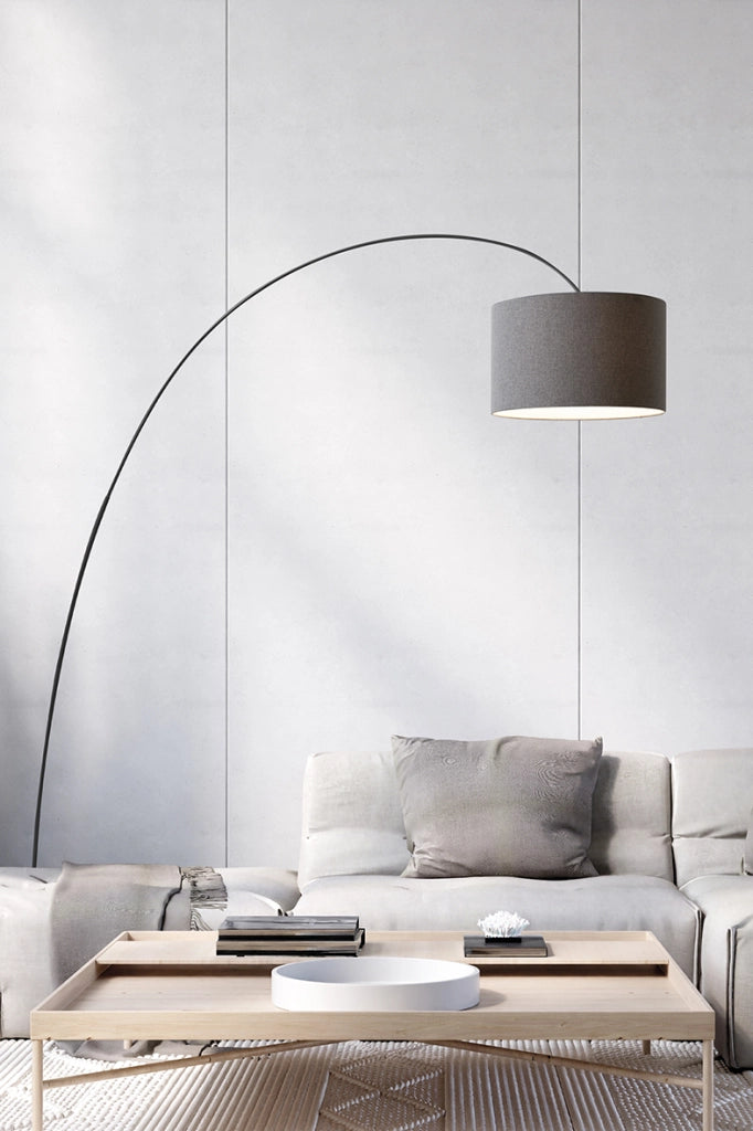 Vivien Sospensione Bianca, Paralume Conico Grigio, Attacco E27, Potenza 75W, IP20, Diametro 48cm - Rossini Illuminazione