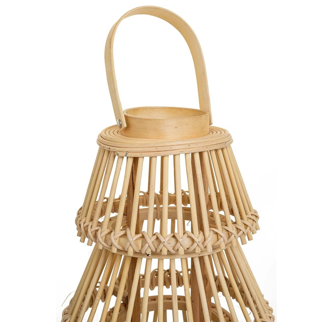 Lanterna portacandela in bambù marrone d29x42h