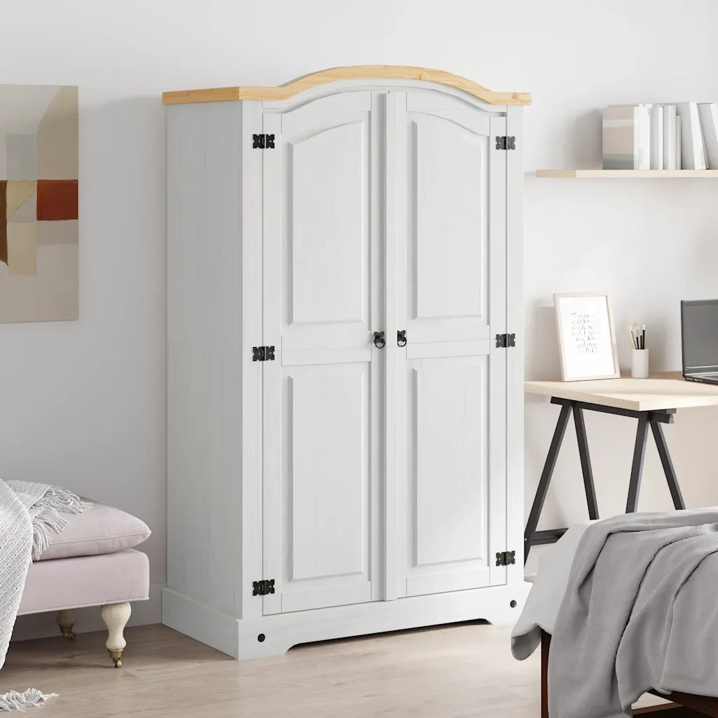 Armadio in Legno di Pino Messicano Corona 2 Ante Bianco CFW1845261