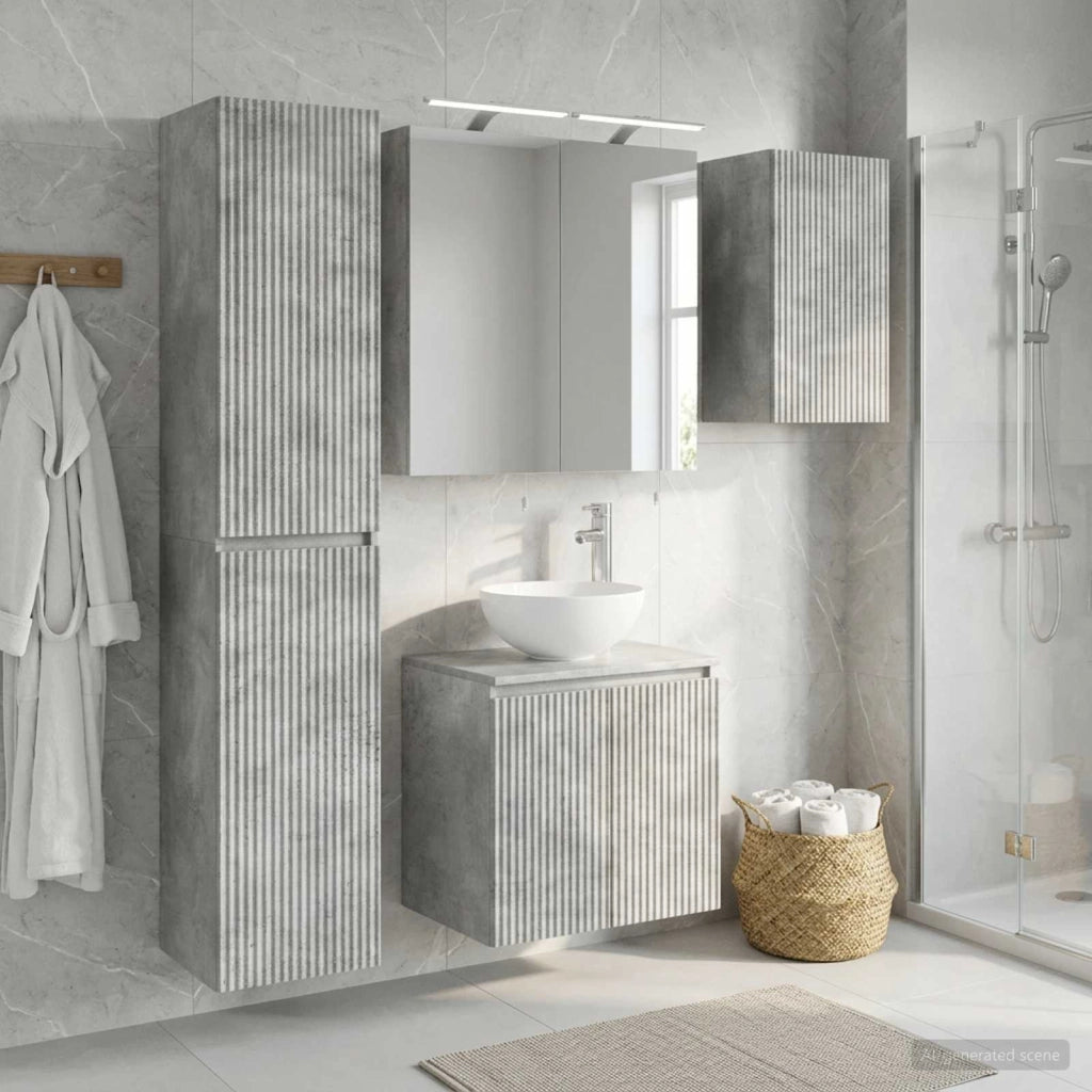 Set di Armadi da Bagno 5 pz Grigio Cemento Legno ingegnerizzato 3407290