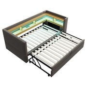 Letto Estraibile Letto Singolo 90/180 x 190 cm con LED; prese e vani contenitore