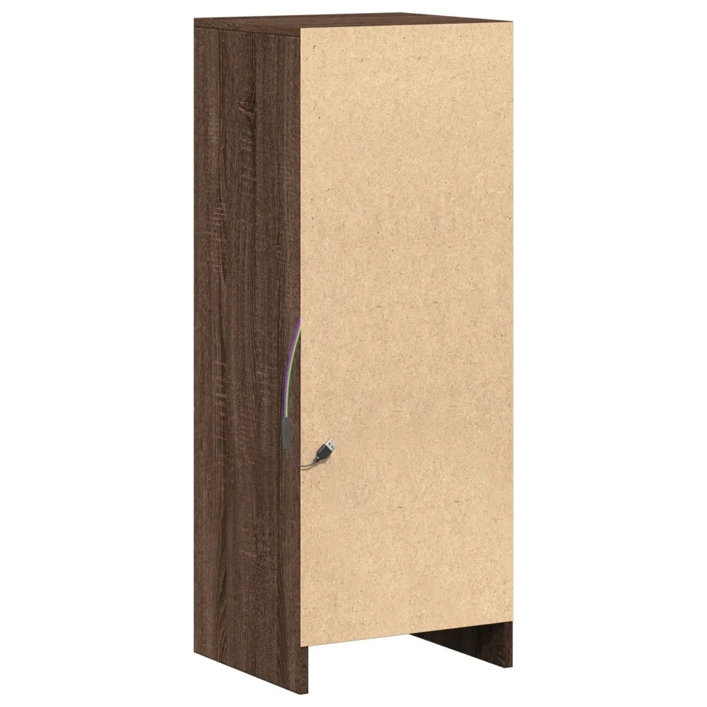 Credenza | Madia | Buffet da pranzo | Armadio da pranzo con LED Rovere Marrone 38x34x100 cm Legno Multistrato