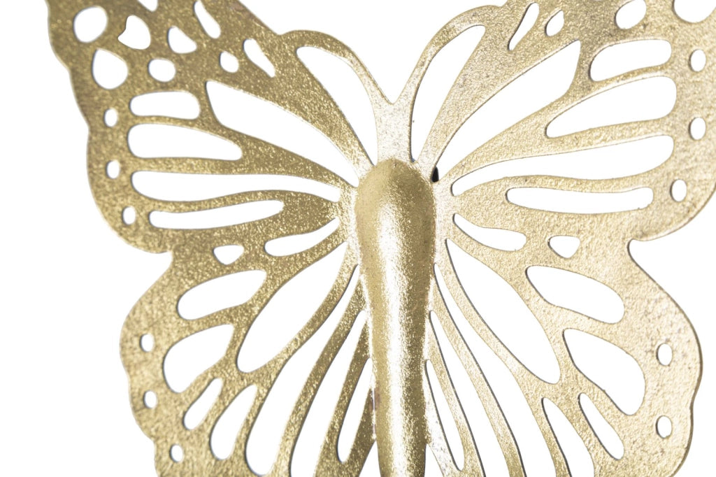Set 4 Farfalle Decorative 3D da Muro in Ferro Oro