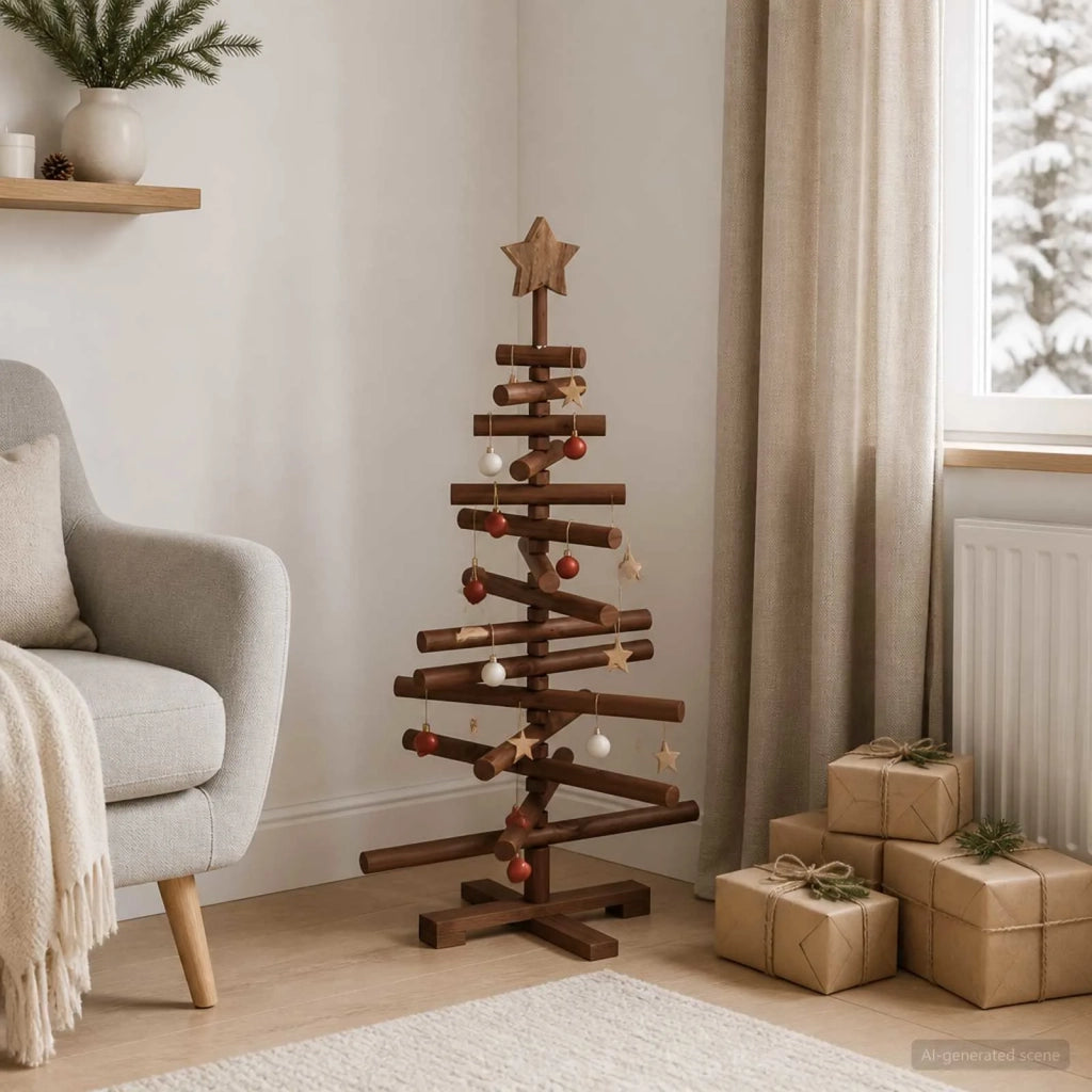 Albero di Natale in legno KOTKA 90 cm Legno Massello di Pino 42051509