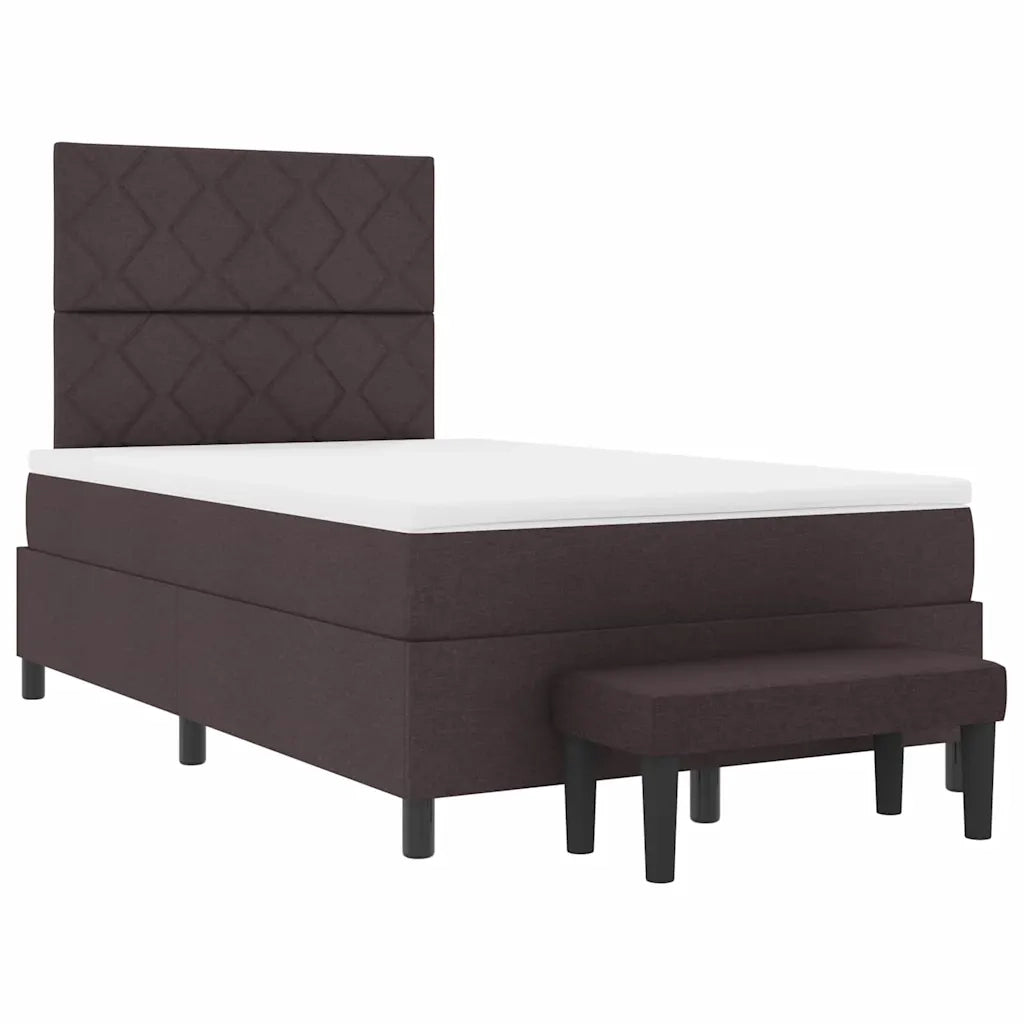 Letto a molle con materasso Marrone Scuro 120 x 190 cm Tessuto