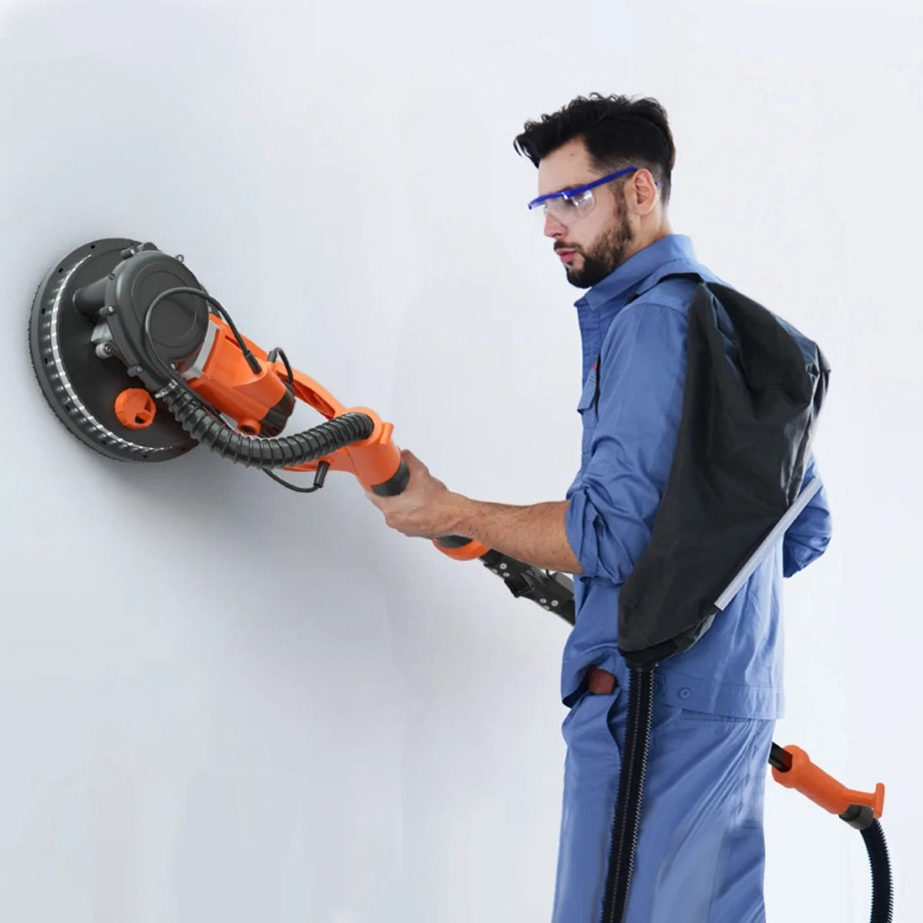 Per fai da te, levigatrice elettrica per cartongesso 750 W con aspiratore, LED, manico telescopico e 12 dischi abrasivi