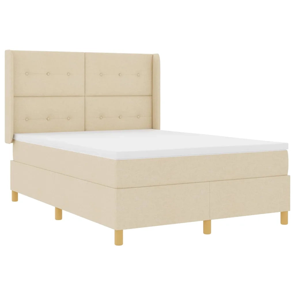 Letto a molle con materasso Crema 140 x 190 cm Tessuto 3341831