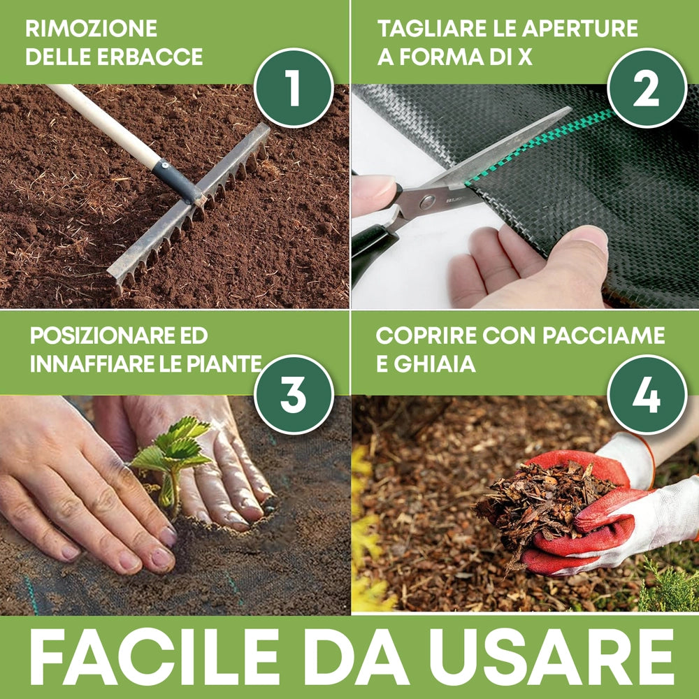 Telo Pacciamatura Premium Stop Erbe Infestanti Antistrappo Uv Resistente Permeabile Drenante Telo Orto Giardino Serra Polipropilene Contro Le Erbacce Pavimentazioni Pavimento - 2x10 Mt