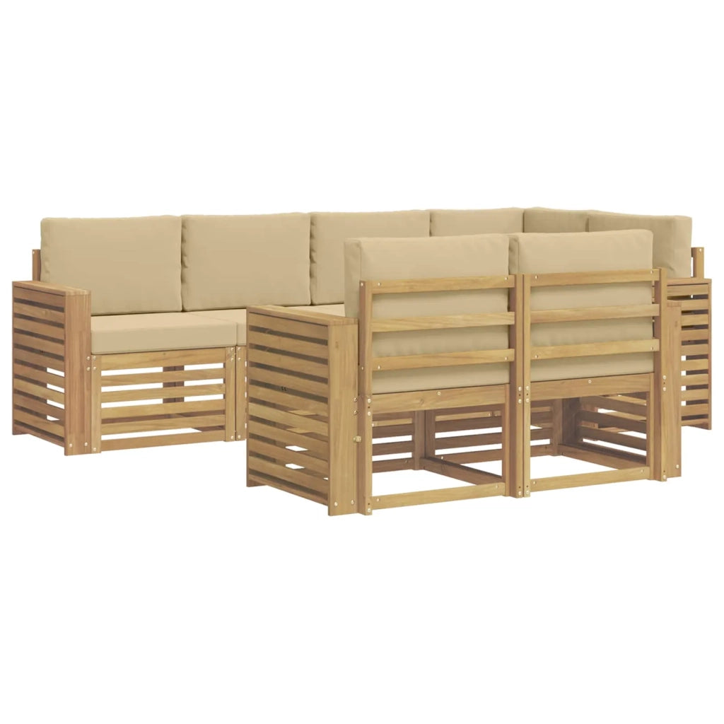 Set di divani da esterno 7 pcs Bianco e Beige 3392003