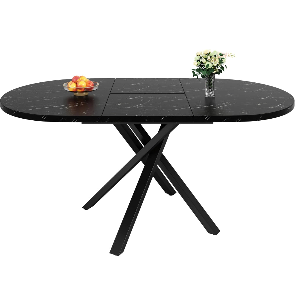 Set tavolo da pranzo estensibile 5 pezzi 100-140x100x75,5 cm MDF/metallo nero