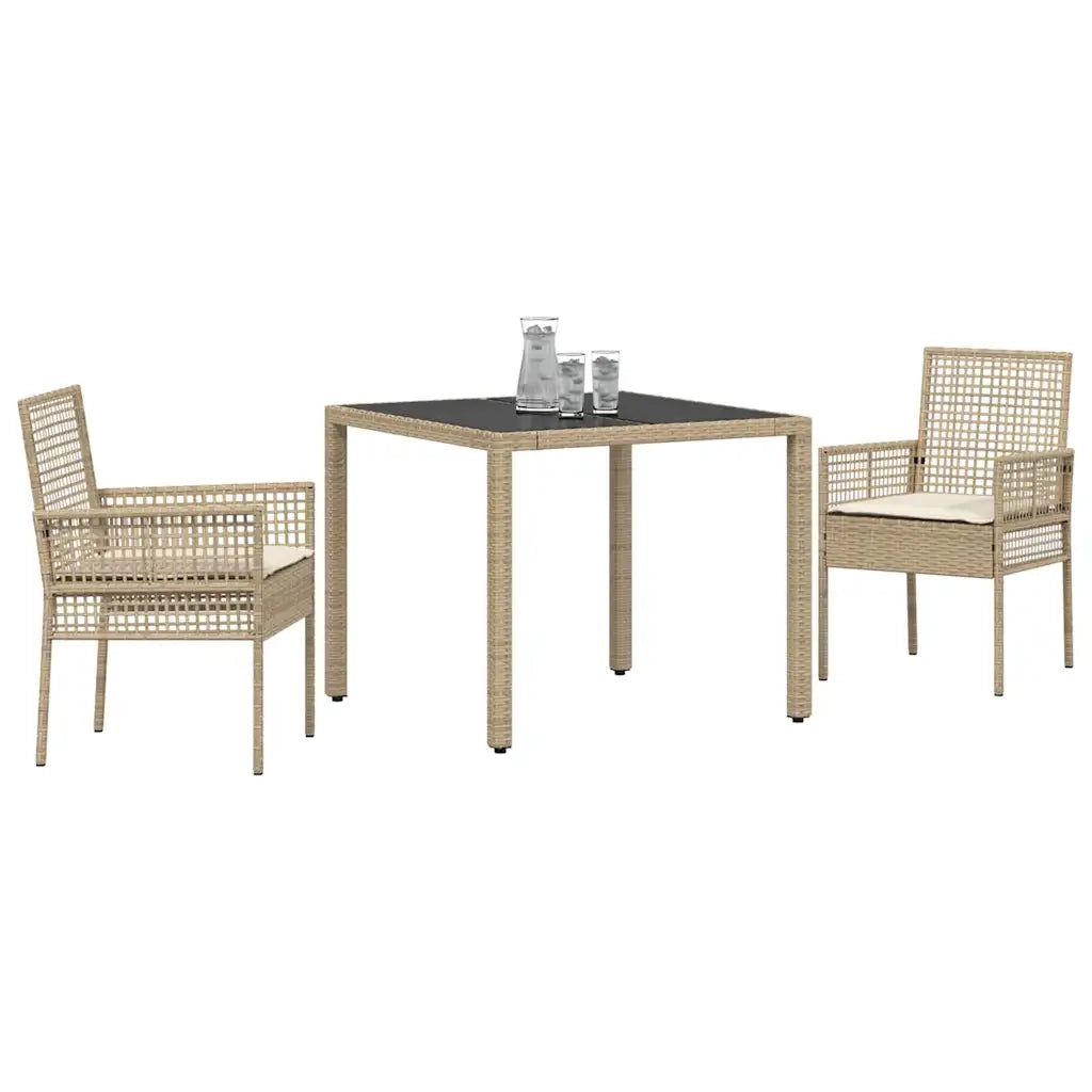 Set da Pranzo per Giardino 3 pcs Beige polyrattan 3334887