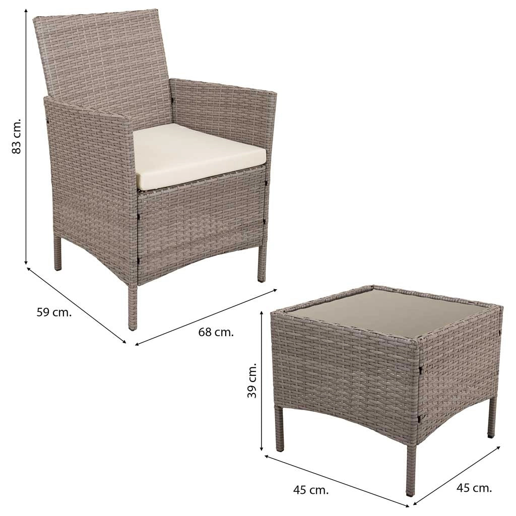 Set tavolo grigio e 2 poltrone