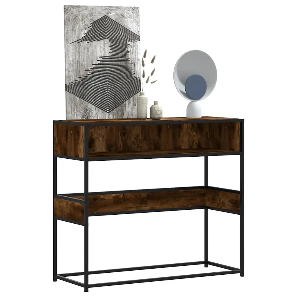 Tavolino Consolle | Tavolo d'Ingresso Rovere Fumo 90x35x80 cm in Legno Multistrato