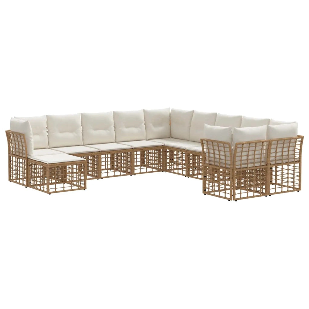 Set di divani da esterno 11 pz Naturale e Bianco Crema 3437626