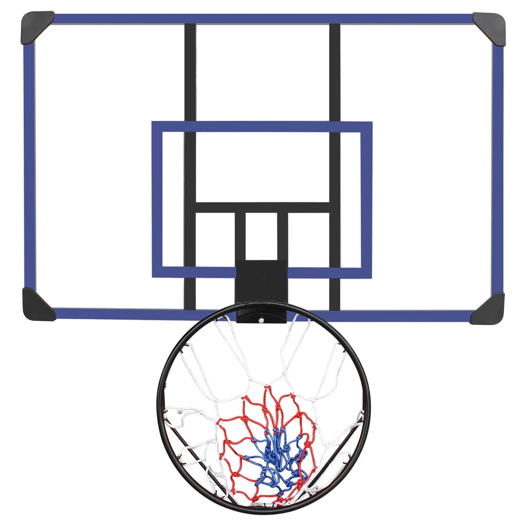Canestro da basket a muro con tabellone infrangibile e anello, 112x72 cm, per interni ed esterni