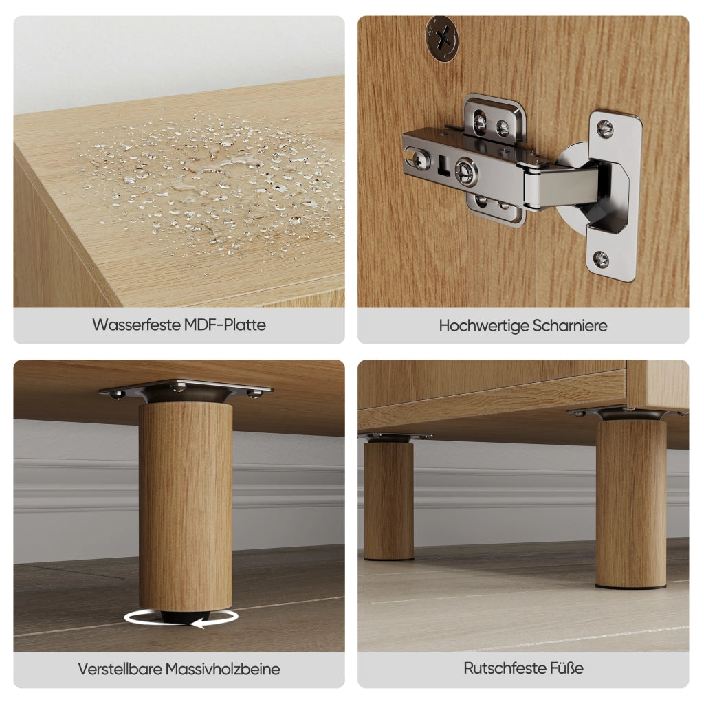 Cassettiera TV in stile rustico; finitura rovere; in MDF; lunghezza 140 cm