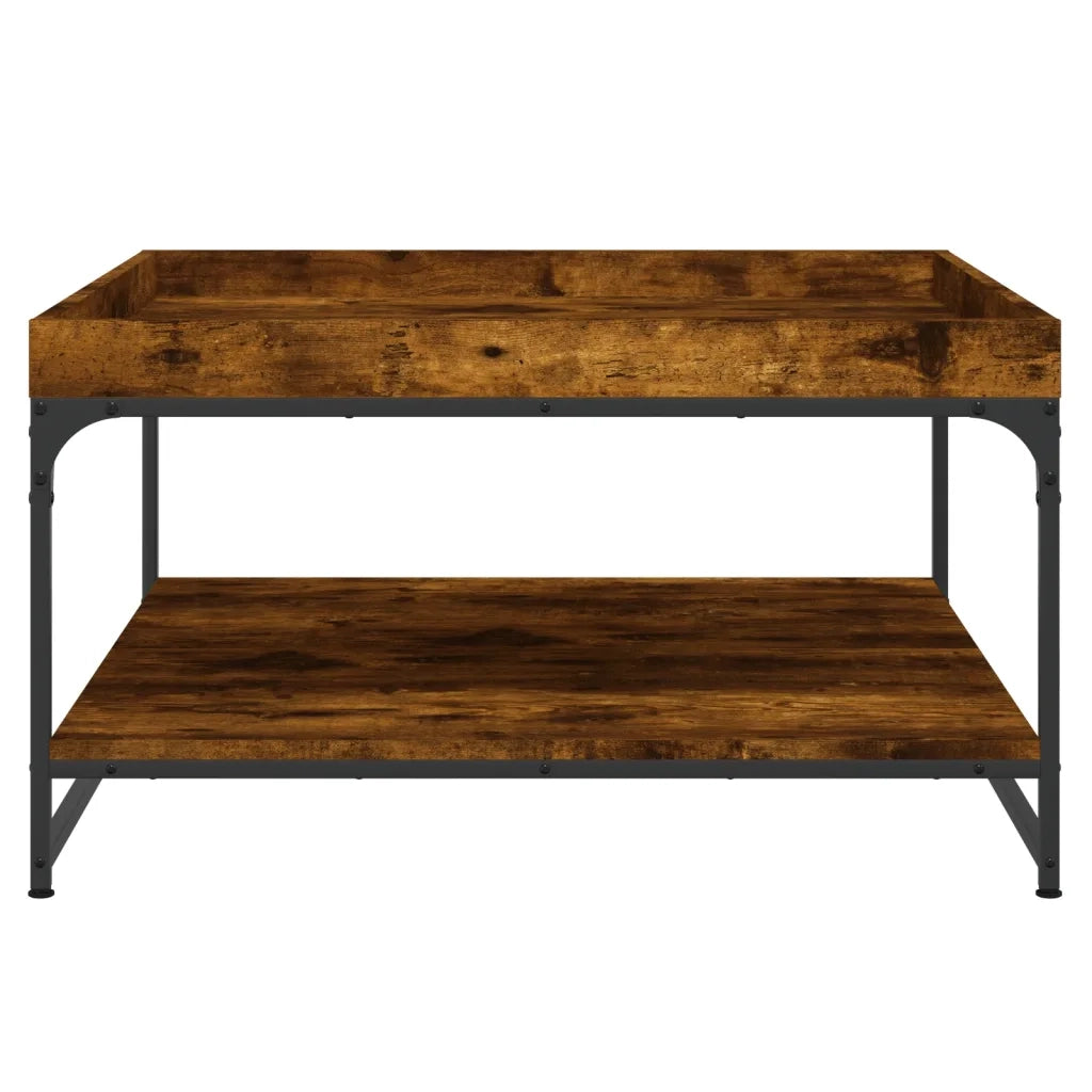 Tavolino Rovere Fumo 80x80x45 cm in Legno Multistrato e Ferro 832815