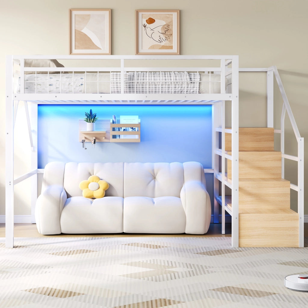 letto a castello metallo bianco 145.5 x 252 cm