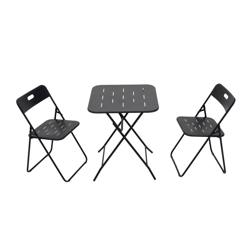 Set bistrot pieghevole a 3 pezzi per esterni set di mobili da giardino da esterno pieghevoli a elettro 2 sedie e 1 tavolo set di conversazione per esterni e interni impermeabili nero