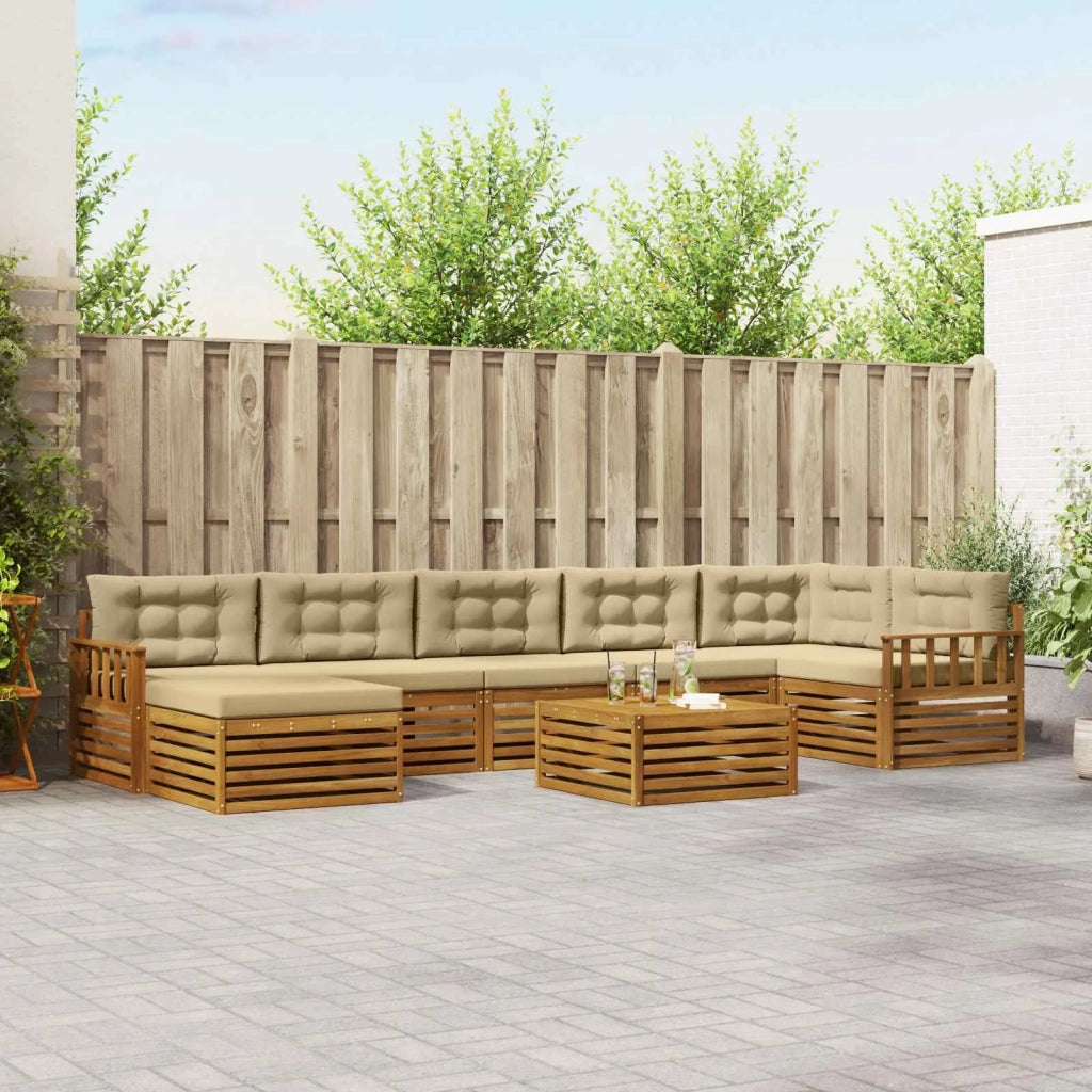 Set di divani da esterno con cuscino 8 pcs Naturale e Beige 3373853