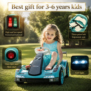 Go Kart Elettrico per Bambini 12V con Telecomando Macchina Cavalcabile a Batteria Verde con Musica e Luci LED 81x50.5x45 cm
