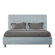 BS COM Letto matrimoniale senza rete imbottito 160x210 microfibra azzurro