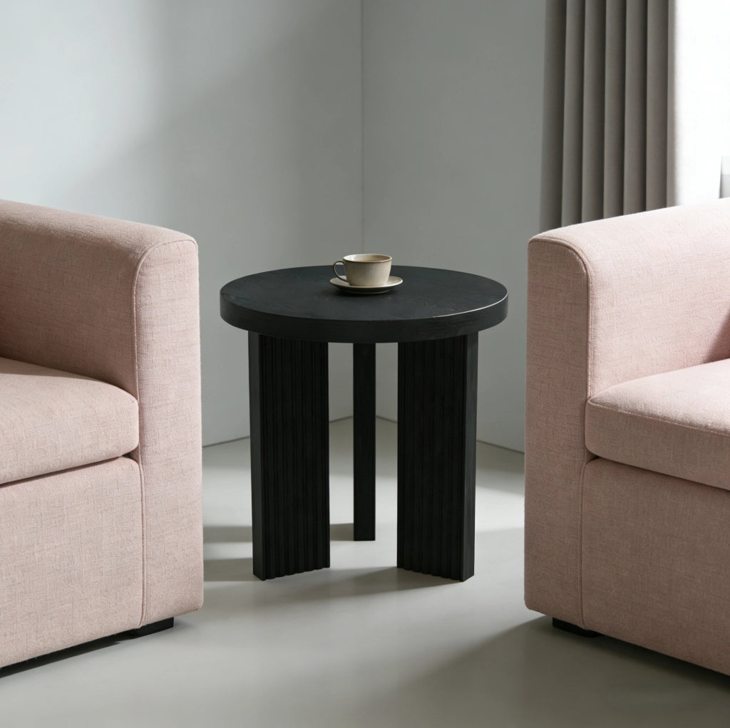 Tavolino rotondo da salotto in MDF nero HOMVRA