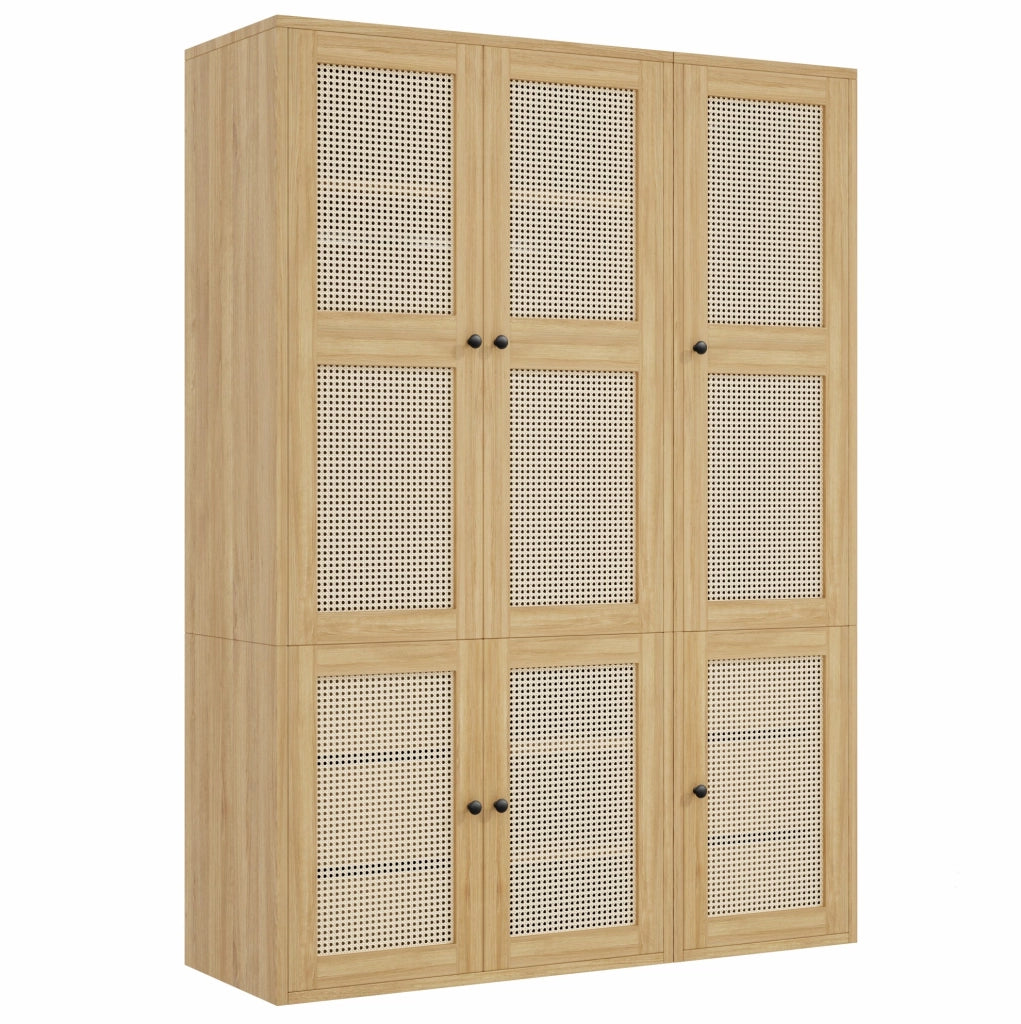 Armadio guardaroba 135x47x200 cm in MDF con 6 cassetti, 4 vani e 2 appendiabiti