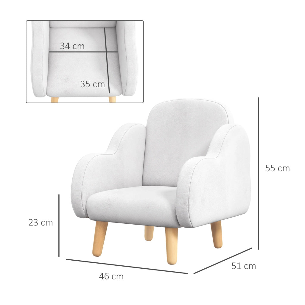 Poltrona Bambini ¨C Minimal ¨C Tessuto Bianco 46x51x55 cm
