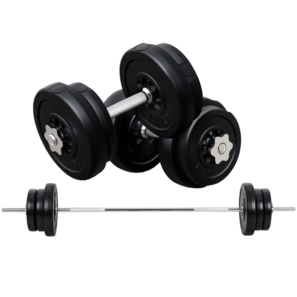 Set Bilanciere e Manubri 65kg ¨C Xylo ¨C 14 Dischi Acciaio e Plastica