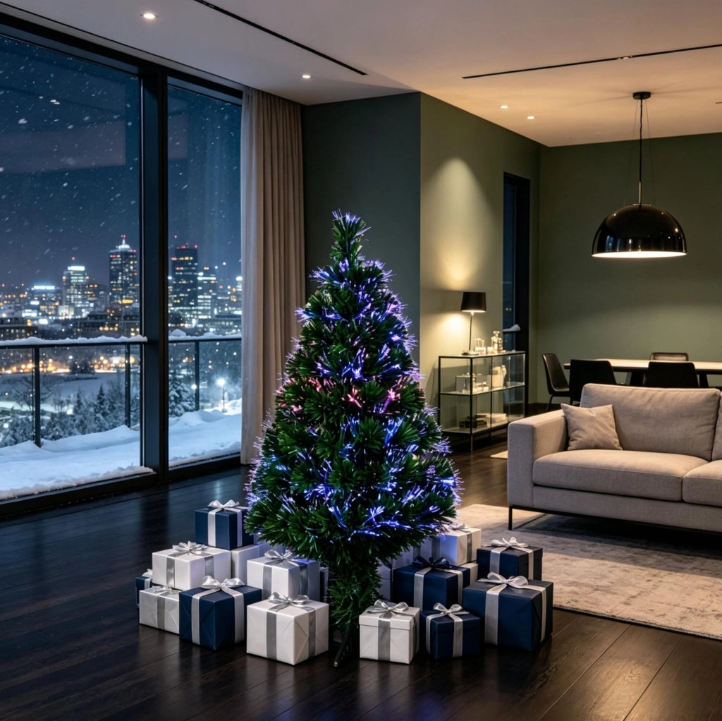 ALBERO DI NATALE Artificiale Illuminato 90 cm Verde con Fibre Ottiche