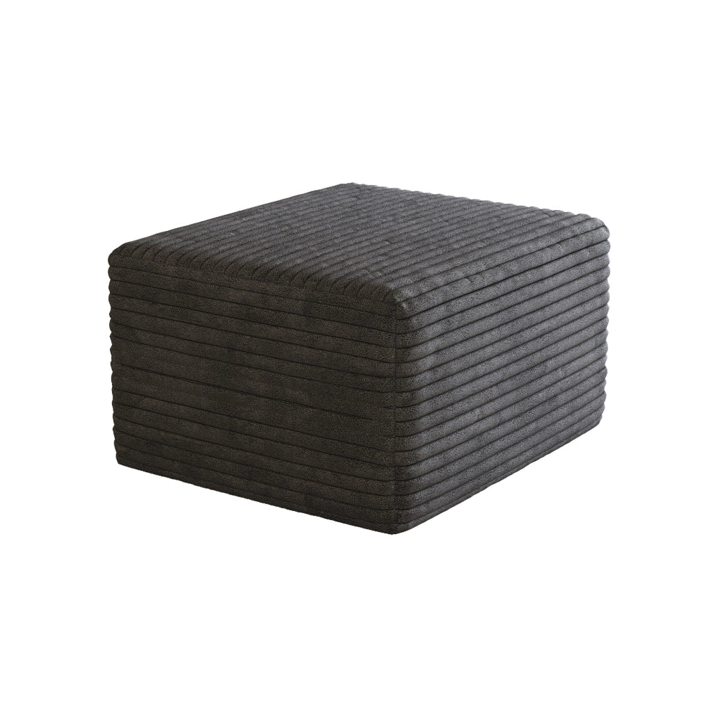 Pouf imbottito in velluto a coste grigio scuro