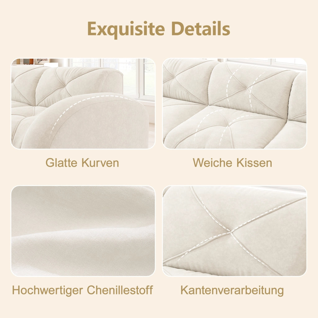 Divano modulare senza struttura in ciniglia beige chiaro con imbottitura in schiuma 32D