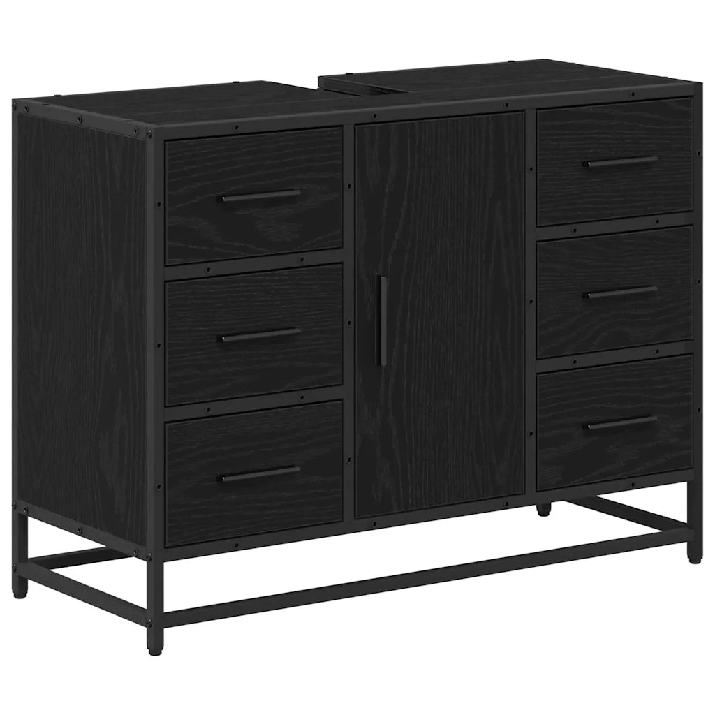 Set di mobili per il bagno 2 pcs Rovere Nero Legno multistrato 3402428