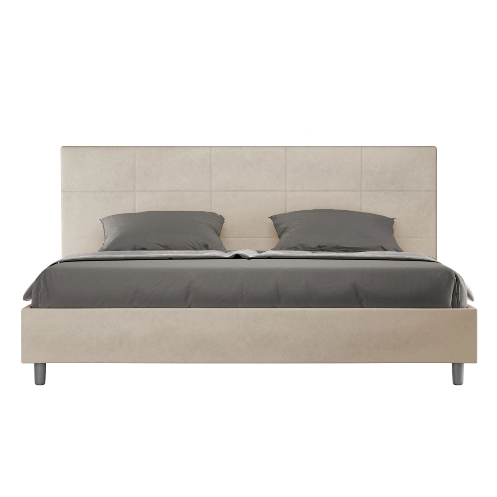 Letto Matrimoniale King Size 170x210 cm Senza Rete Imbottito in Microfibra Mika Sabbia