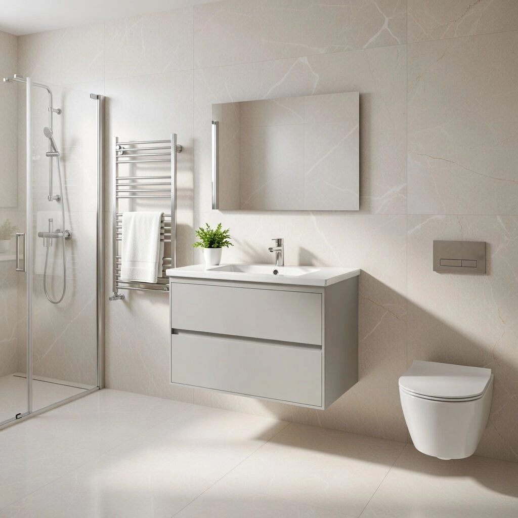 Composizione mobile bagno sospeso con cassetti cm 90 mod. ELEGANCE - Grigio Corda