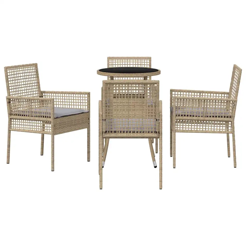 Set da Pranzo per Giardino 5 pcs Beige polyrattan 3334948