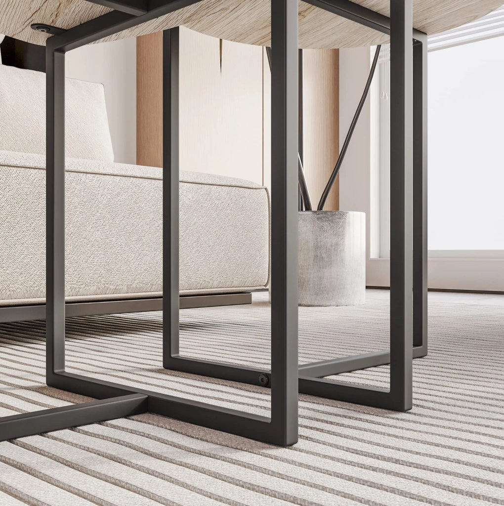 Set di 2 tavolini da salotto a cuore in truciolare e acciaio inox rovere bianco