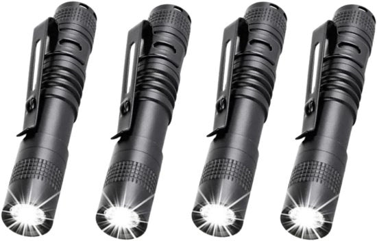 Mini Lampade LED Portatile (4-pack) Lampade portatili di 9 cm con clip, adatte per illuminazione all'aperto, campeggio, escursioni e emergenze.