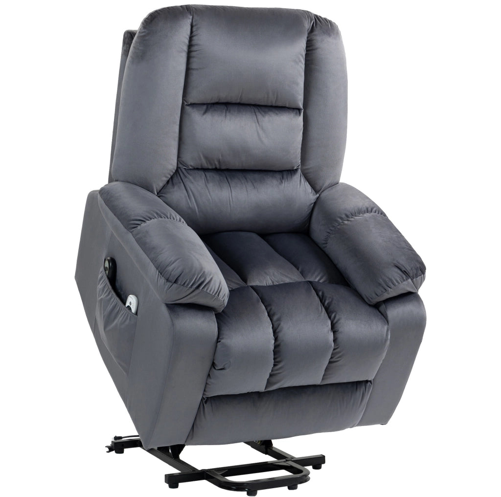 Poltrona Relax Elettrica con Funzione Alza Persona, Massaggi, Riscaldamento e Rivestimento in Velluto