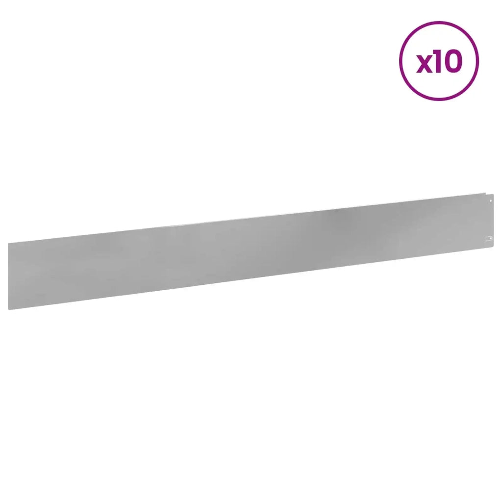 Bordura per Prato 10 pcs 100 x 12 cm Acciaio Argento 8008804