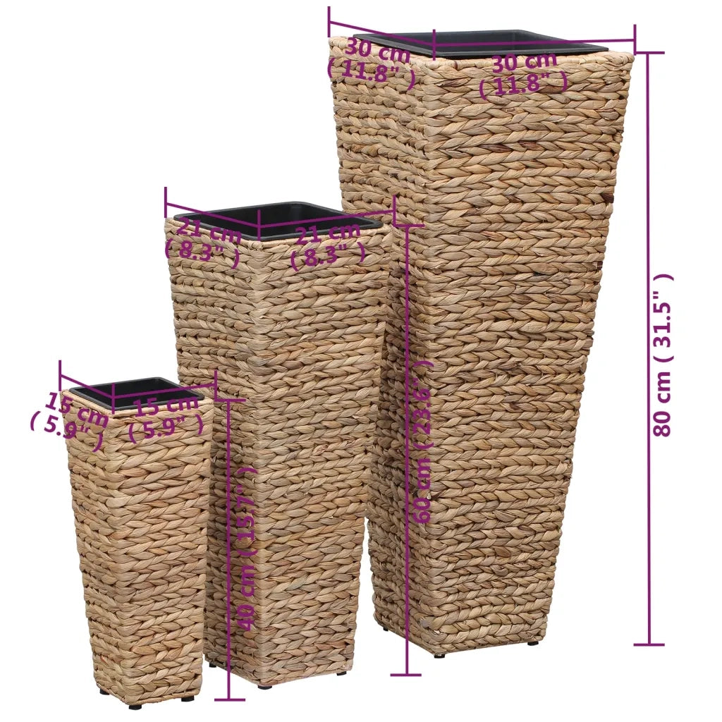 Letti Rialzati 3 pz in Giacinto Intrecciato Marrone 45568