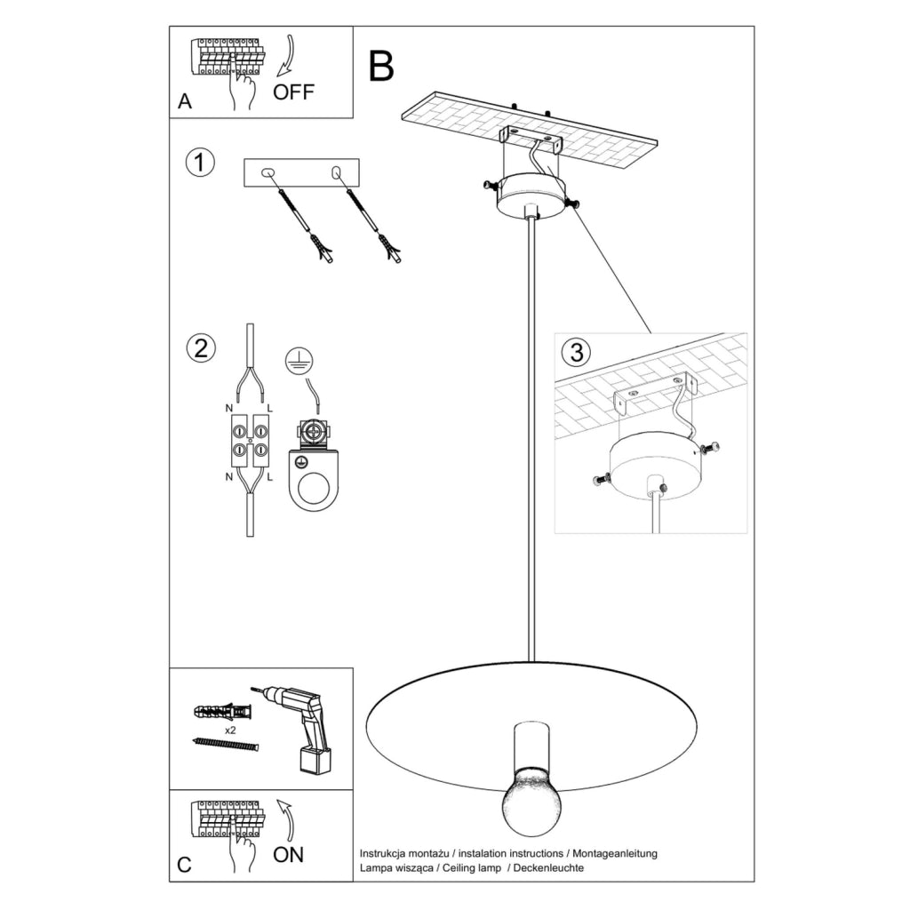 Lampada a sospensione Pure Lume Cesaro bianca E27 40cm