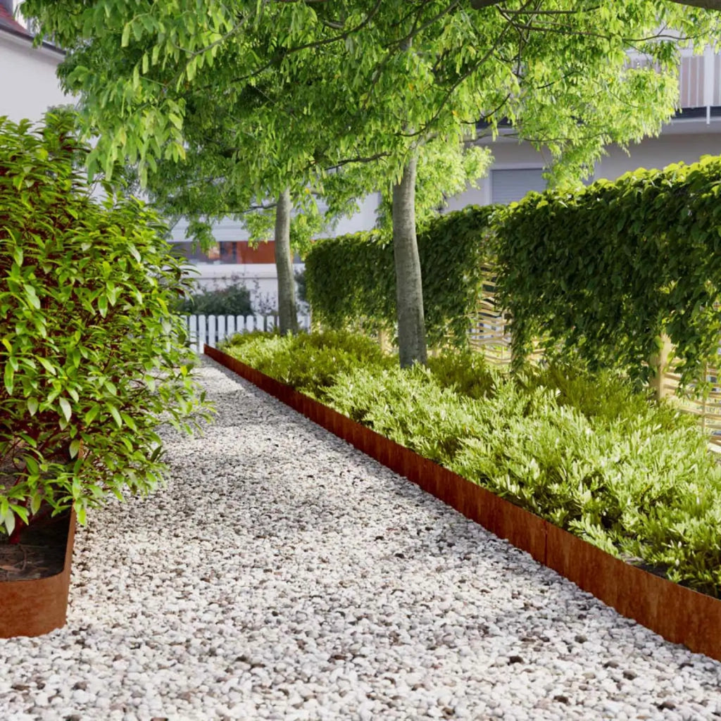 Bordure per Prato 50 pz 15x103 cm Flessibili in Acciaio Corten 821893