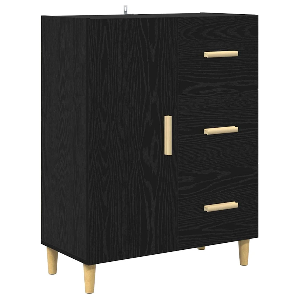 Credenza | Madia | Buffet da pranzo | Armadio da pranzo Rovere Nero 69,5 x 32,5 x 180 cm Legno multistrato