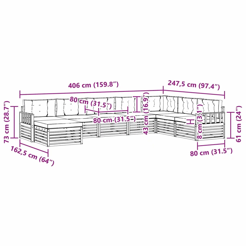Set di divani da esterno 8 pz Bianco e Beige 3390958
