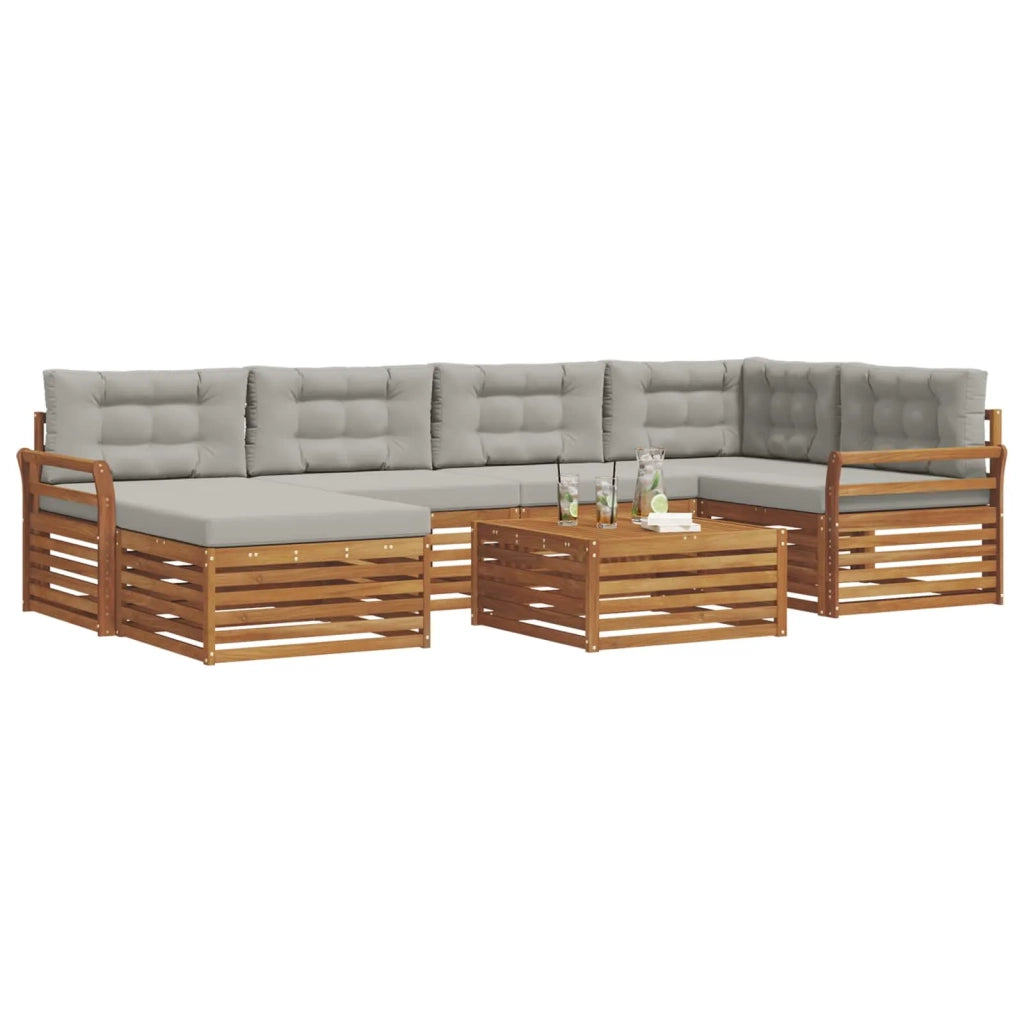 Set di divani da esterno 7 pcs Grigio Naturale e Chiaro 3373781